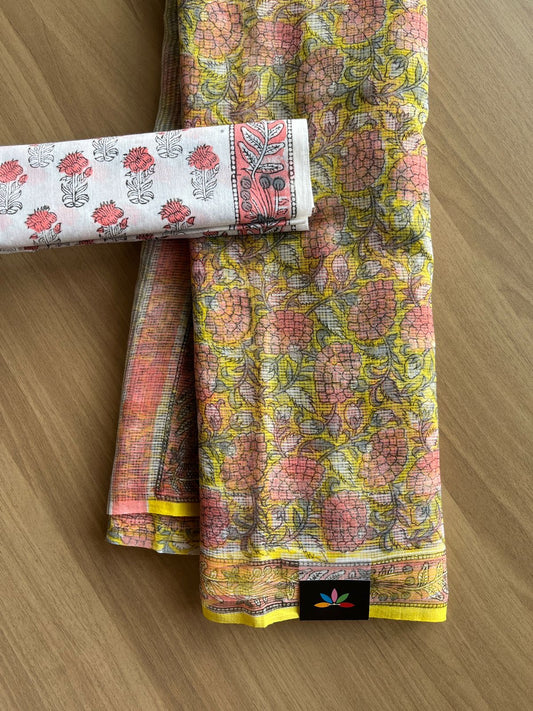 Handblock Printed Kota Doria Saree -19333