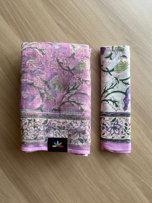 Handblock Printed Kota Doria Saree -19334