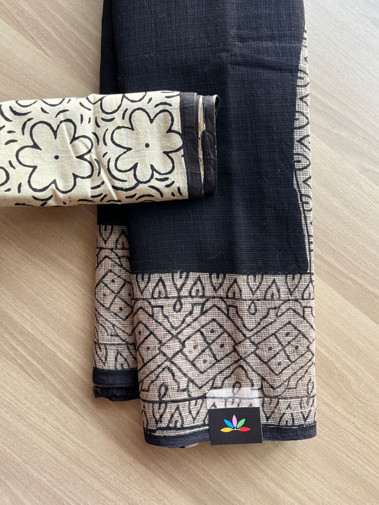Handblock Printed Kota Doria Saree -19335
