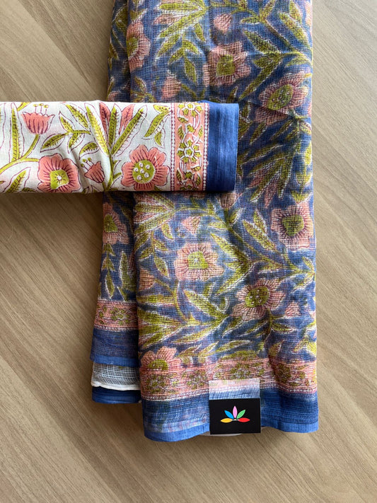 Handblock Printed Kota Doria Saree -19336