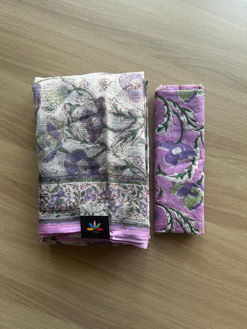 Handblock Printed Kota Doria Saree -19340