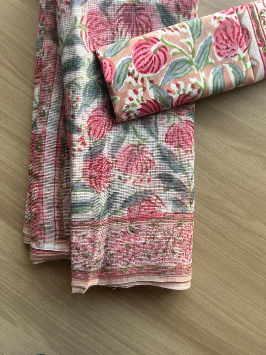 Handblock Printed Kota Doria Saree -19342