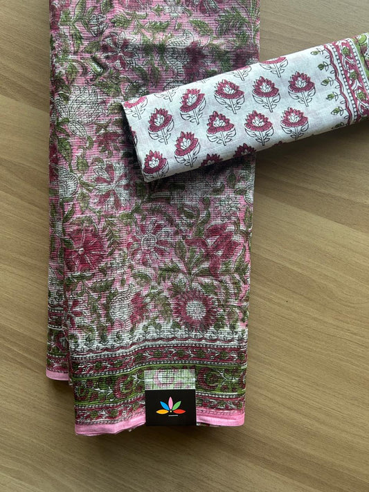 Handblock Printed Kota Doria Saree -19343