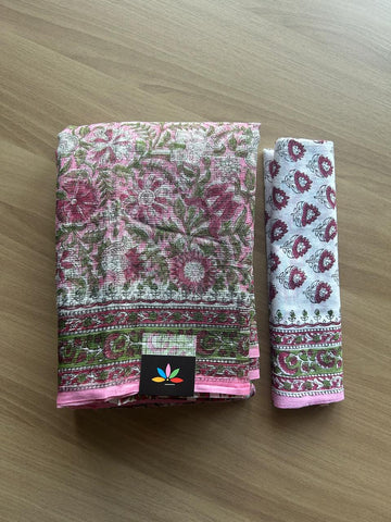 Handblock Printed Kota Doria Saree -19343