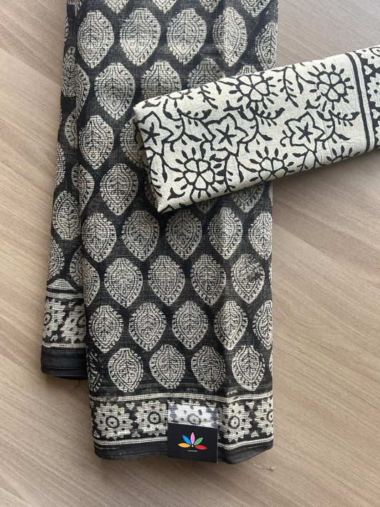 Handblock Printed Kota Doria Saree -19344