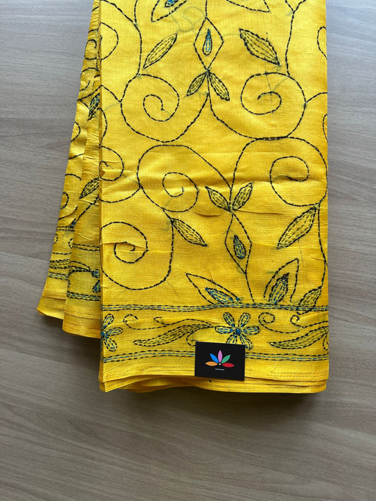 Kantha Hand Stitched Art Silk Saree-19553