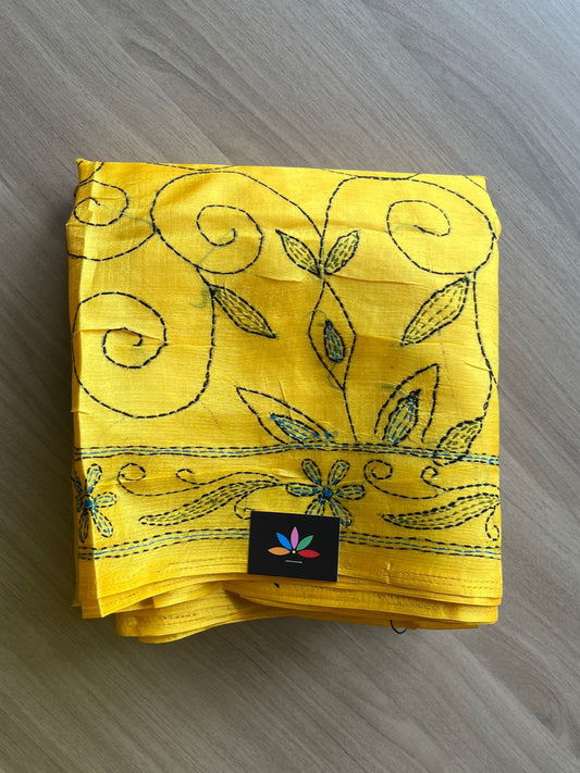 Kantha Hand Stitched Art Silk Saree-19553
