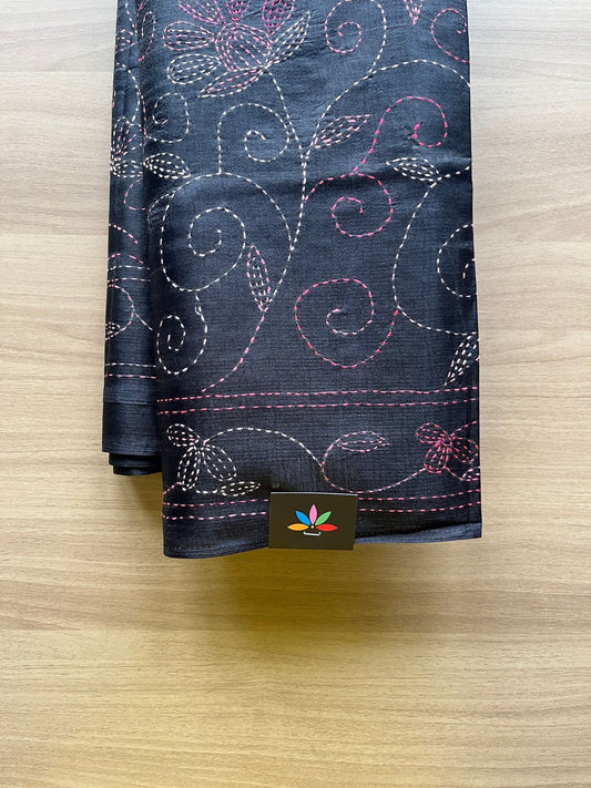 Kantha Hand Stitched Art Silk Saree-19554