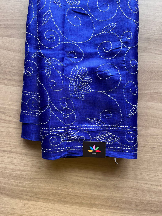 Kantha Hand Stitched Art Silk Saree-19555