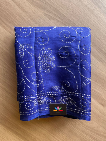 Kantha Hand Stitched Art Silk Saree-19555