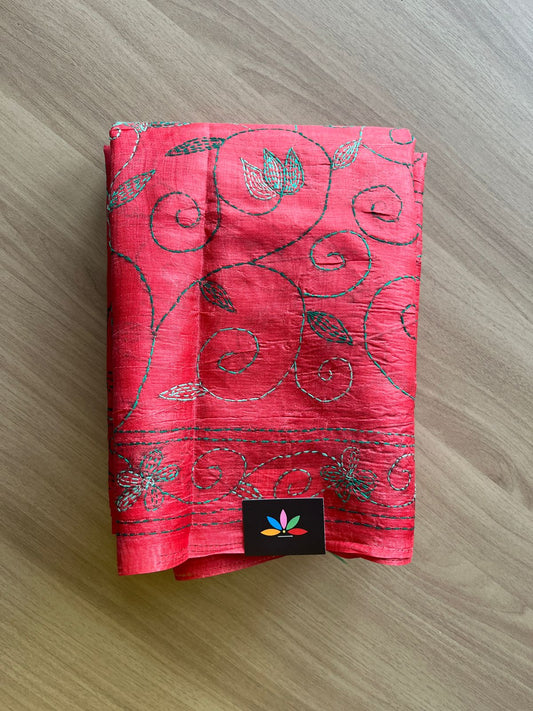 Kantha Hand Stitched Art Silk Saree-19561