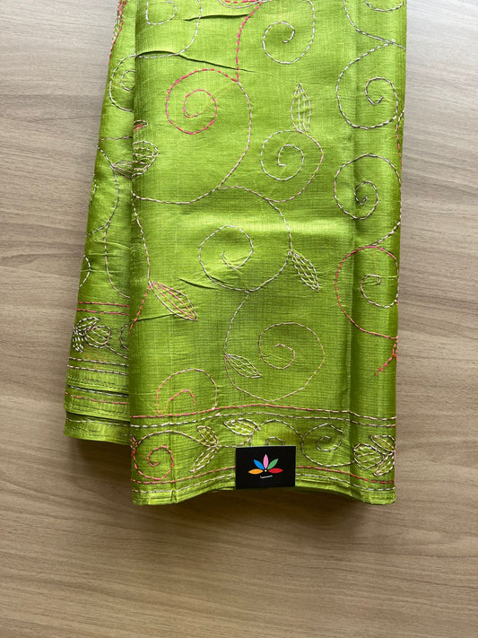 Kantha Hand Stitched Art Silk Saree-19564