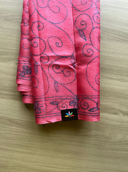 Kantha Hand Stitched Art Silk Saree-19565