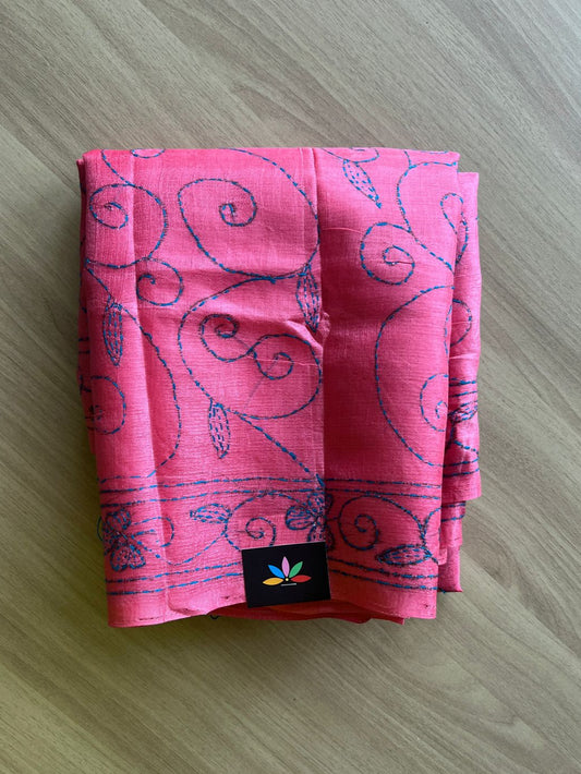 Kantha Hand Stitched Art Silk Saree-19565