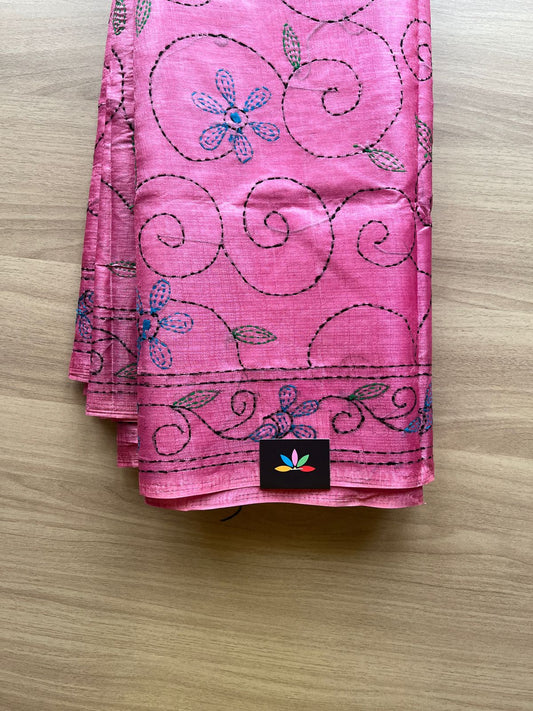 Kantha Hand Stitched Art Silk Saree-19567