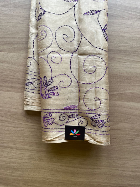 Kantha Hand Stitched Art Silk Saree-19568