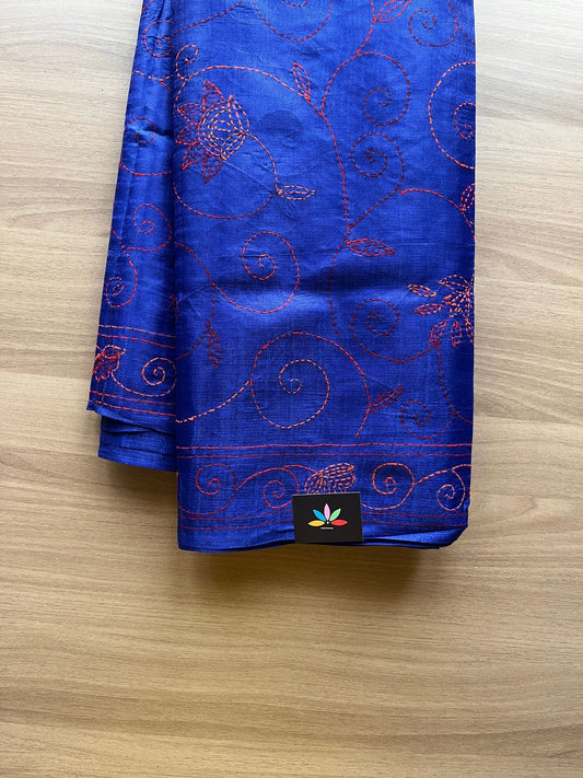 Kantha Hand Stitched Art Silk Saree-19569