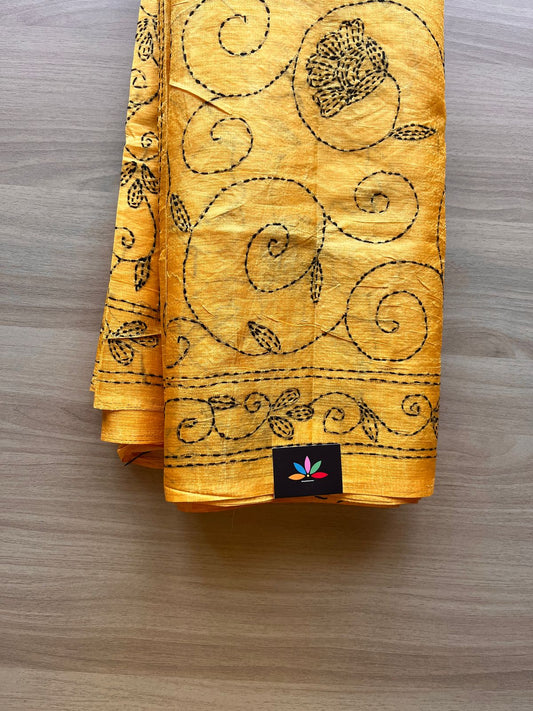 Kantha Hand Stitched Art Silk Saree-19570
