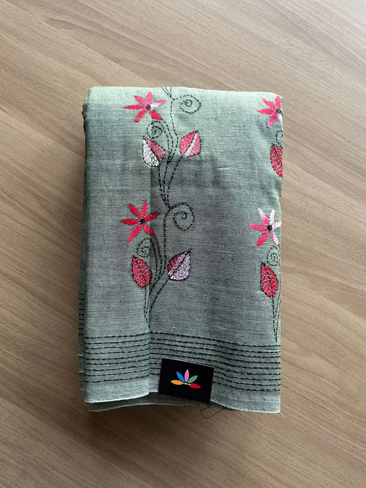 Kantha Stitch Cotton Saree -19573