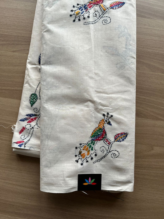 Kantha Stitch Cotton Saree -19576