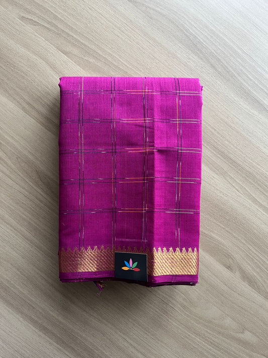 Checked Handloom Mangalagiri Cotton Saree -19611
