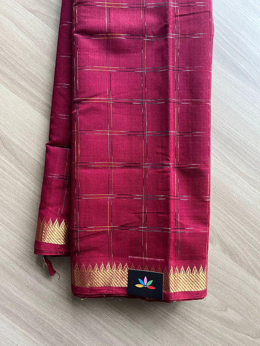 Checked Handloom Mangalagiri Cotton Saree -19612