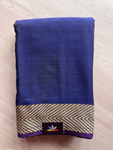 Dark Royal Blue Arrow Border Narayanapet Mercerized Cotton Saree -19724-19726
