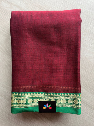 Double Tone (Maroon/Black) Mango Border Narayanpet Mercerized Cotton Saree -19751-19752