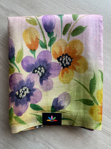 Hand painted Desi Tussar Silk Saree -19786