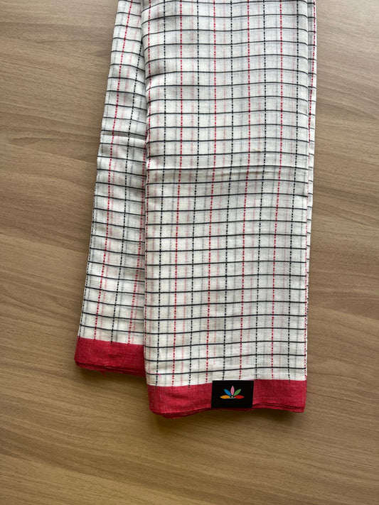 Simple Soft Cotton Checks Saree -19807