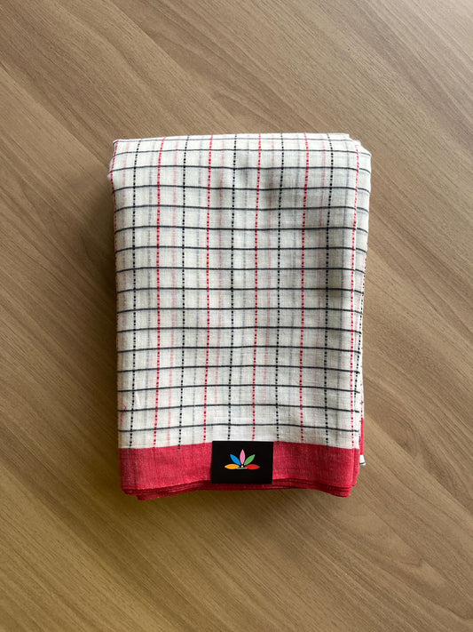Simple Soft Cotton Checks Saree -19807