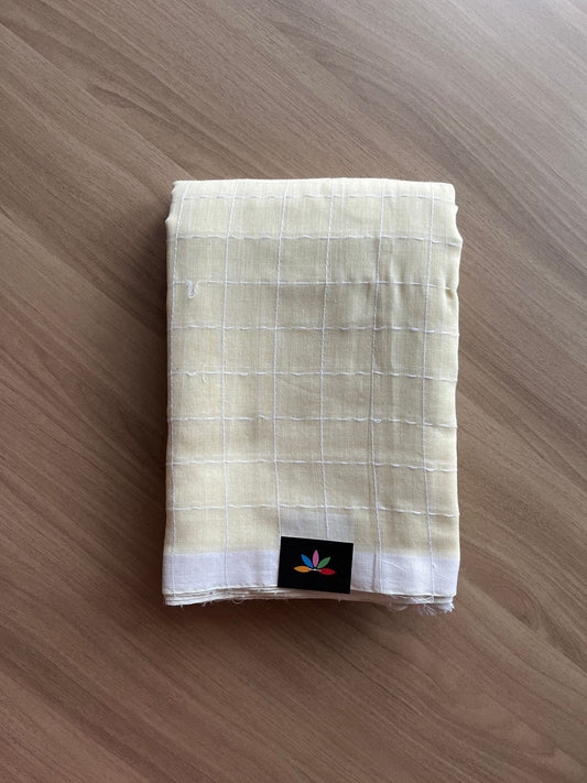 Simple Soft Cotton Kantha Stitch Checks Saree -19815