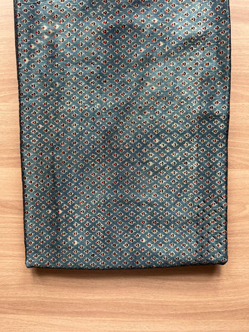 Natural Dyed Ajrakh Handblock Printed Mashru Silk Fabric-19908