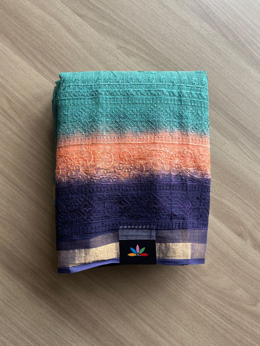 Tricolor All Over Machine Embroidered Kota Saree -20194