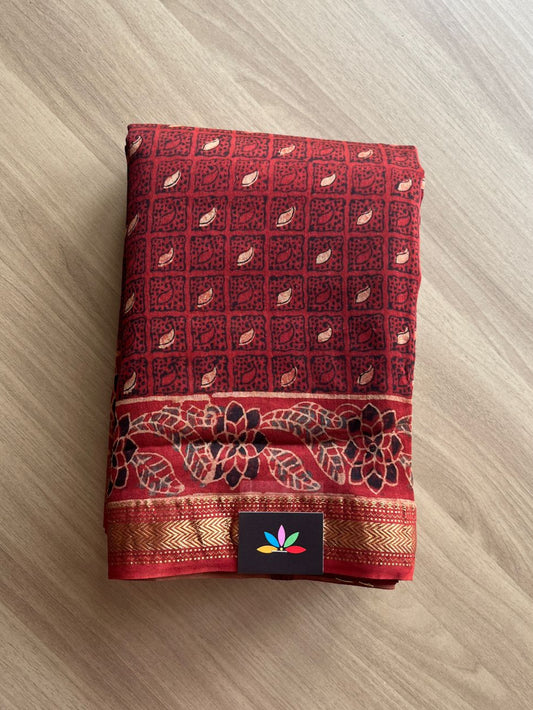 Natural Dyed Maheshwari Border Silk Cotton Saree -20285-20286