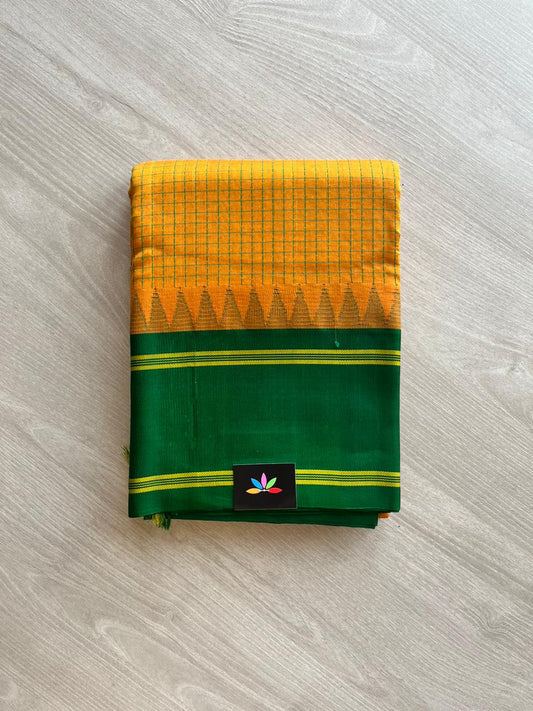 Handwoven Kattam Kanchi Korvai Silk Cotton Saree With Contrast Blouse And Pallu-203