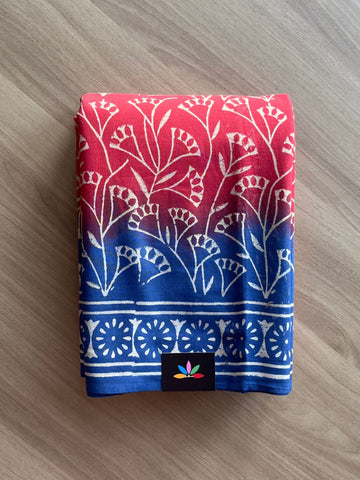 Hand Block Printed Fine Mul Cotton Saree -20311-20312