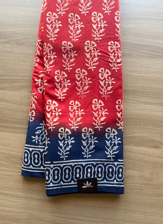 Hand Block Printed Fine Mul Cotton Saree -20321-20322