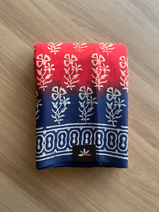 Hand Block Printed Fine Mul Cotton Saree -20321-20322