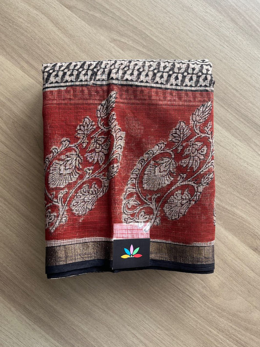 Handblock Printed Kota Doria Saree -20375-20376