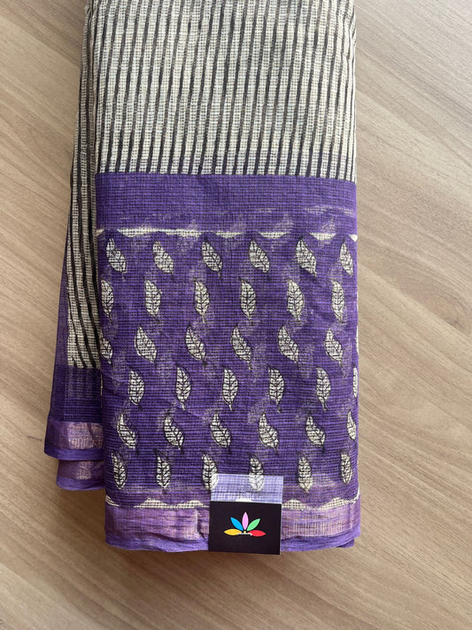 Handblock Printed Kota Doria Saree -20379-20380