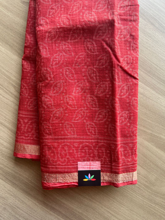 Handblock Printed Kota Doria Saree -20381-20382