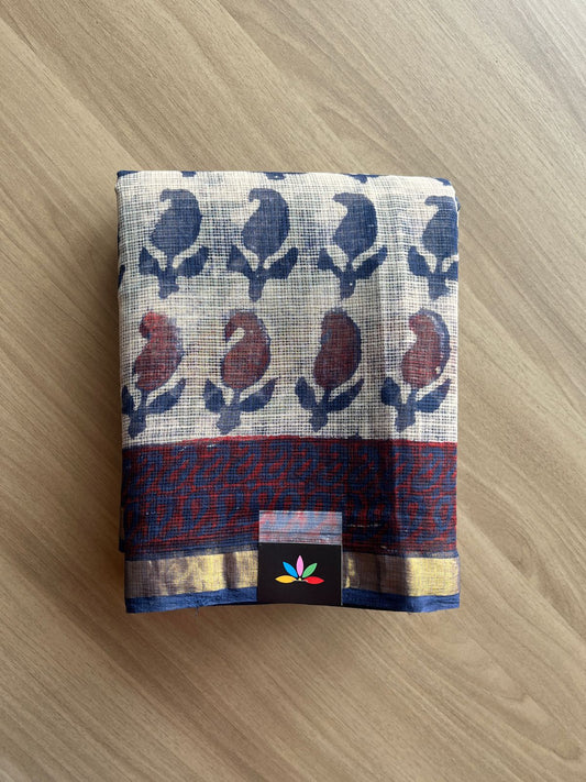 Handblock Printed Kota Doria Saree -20393-20394