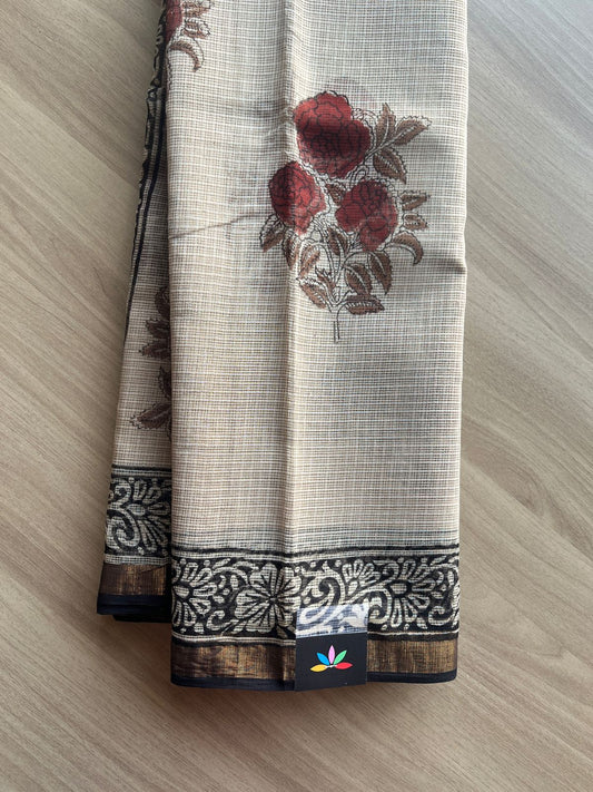 Handblock Printed Kota Doria Saree -20397-20398