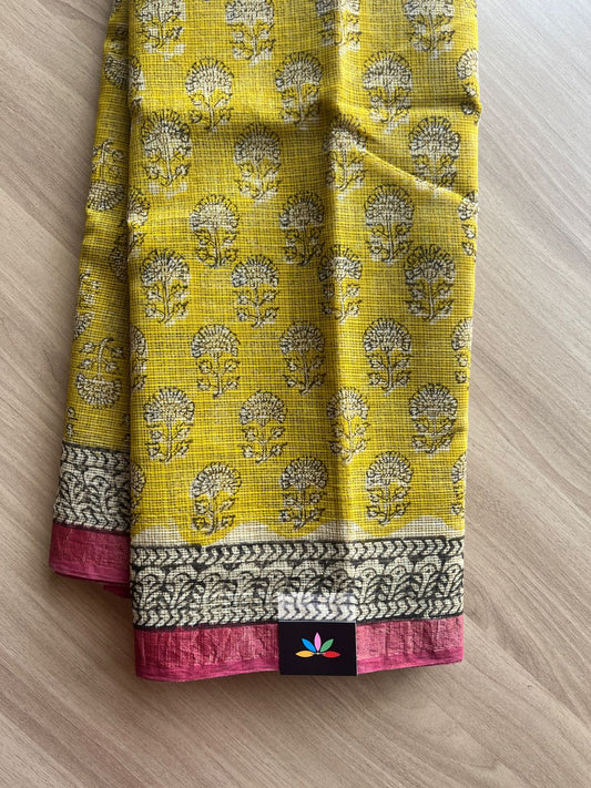 Handblock Printed Kota Doria Saree -20399-20400