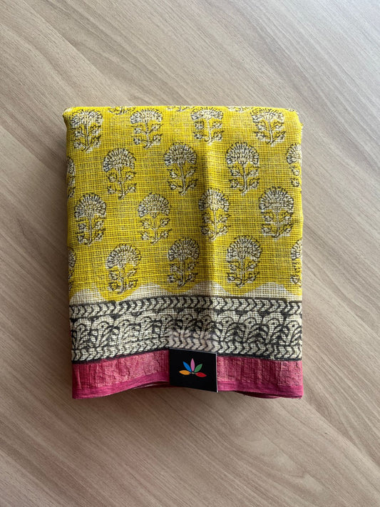 Handblock Printed Kota Doria Saree -20399-20400