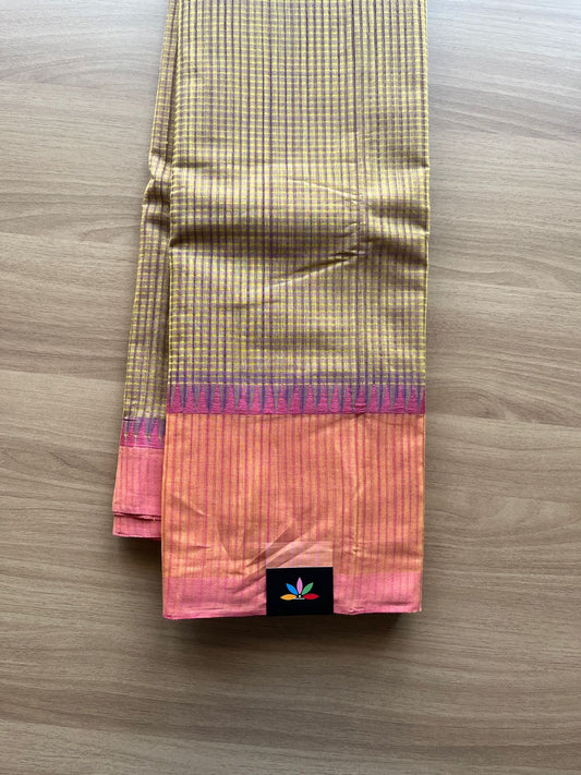 Missing checks Handloom Mangalagiri Cotton Saree-20555