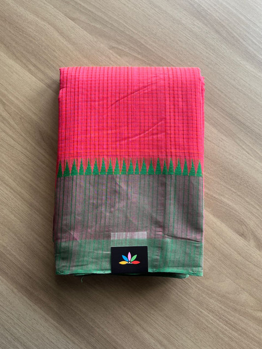 Missing checks Handloom Mangalagiri Cotton Saree-20558