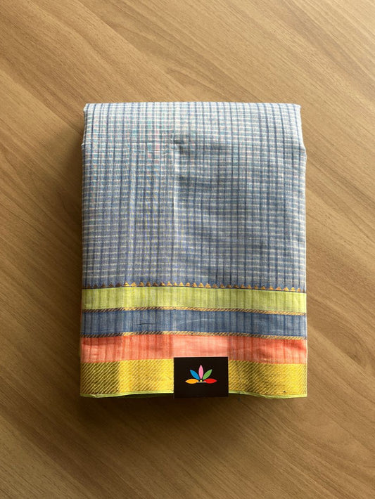 Handwoven Godavari Border Missing Checks Mangalagiri Cotton Saree-20560
