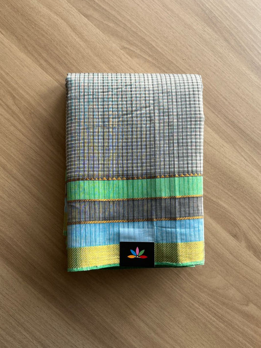 Handwoven Godavari Border Missing Checks Mangalagiri Cotton Saree-20562